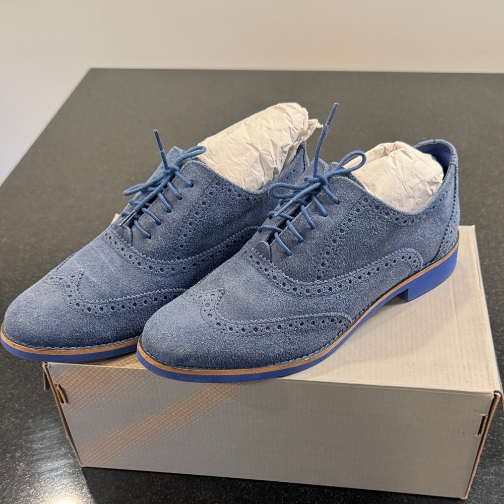 Cole Haan Alisa Blue Suede Oxfod Shoes